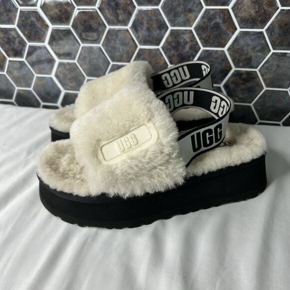 Ugg Disco Slide Size 5 Back Strap White Black - Picture 1 of 7